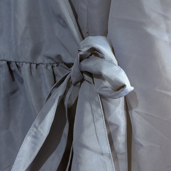 NWOT Monki Women Long Sleeve Midi Wrap Front Side Tie Dress Blue Size 38 (US 6) - Picture 10 of 15